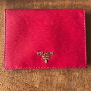 Prada red passport holder